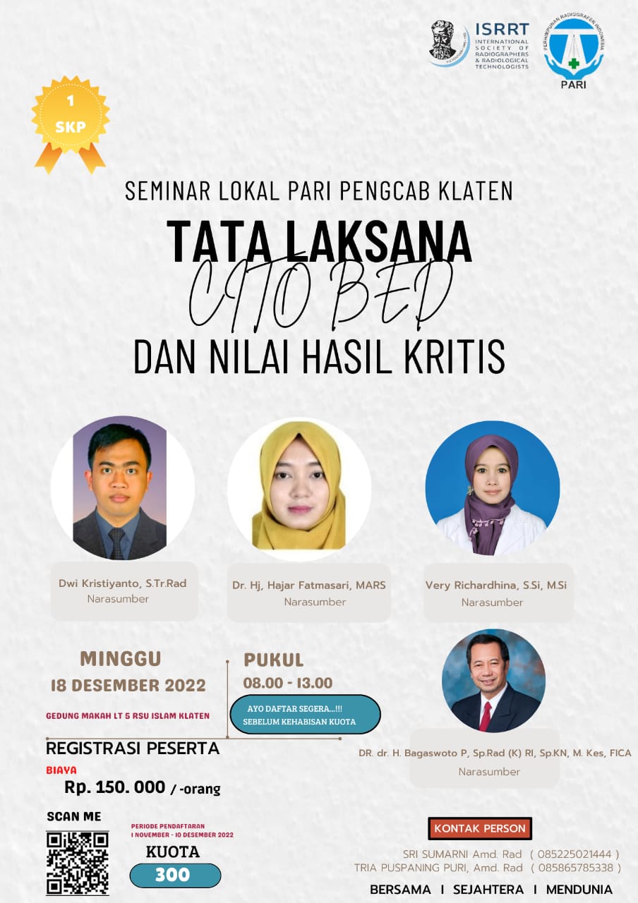 Seminar Lokal Pengcab PARI Klaten : Tata Laksana Cito Bed & Nilai Hasil Kritis