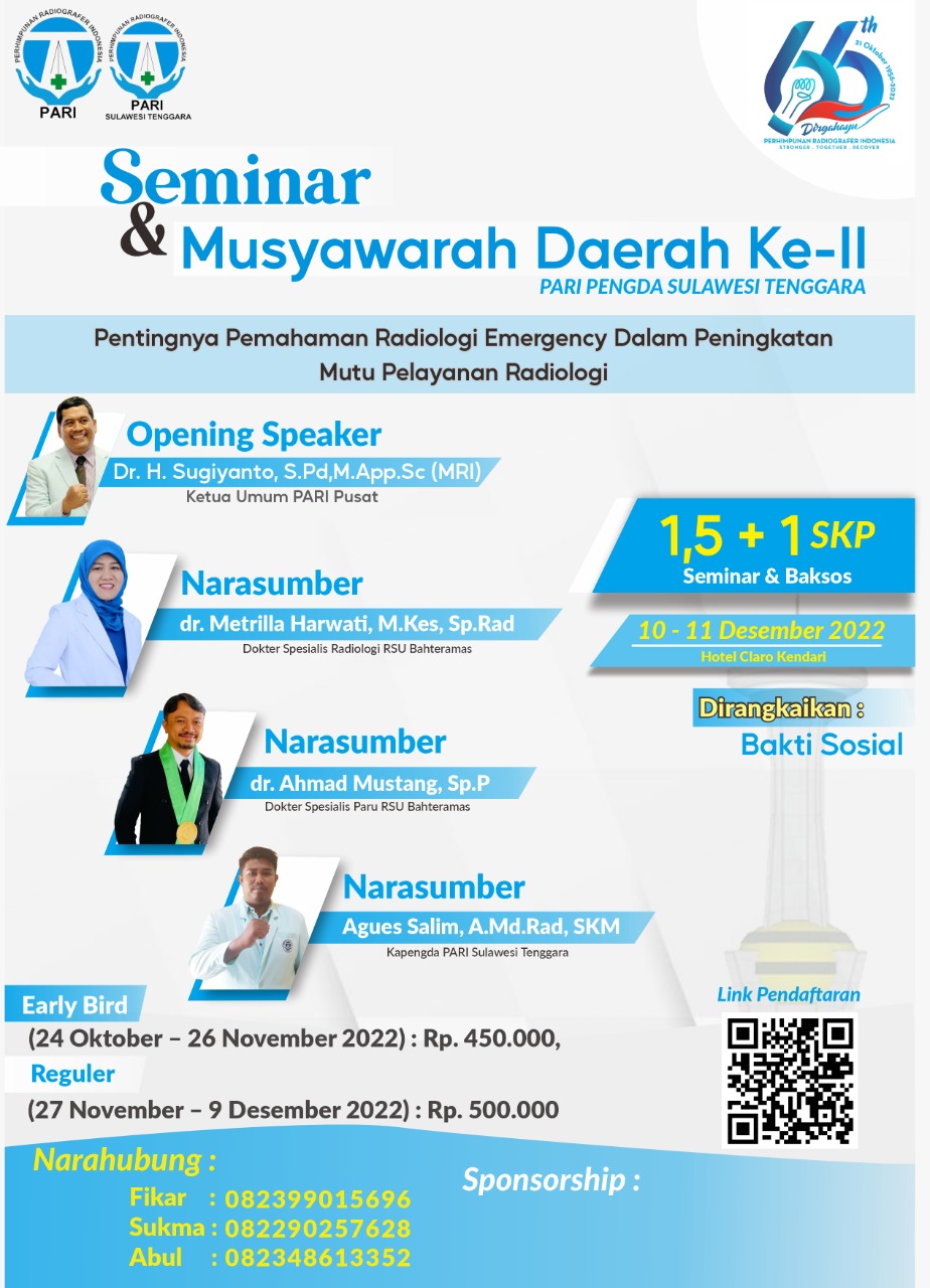 Musda Ke 2 Pengda PARI Sulawesi Tenggara & Seminar Regional : Pentingnya Pemahaman Radiologi Emergency Dalam Peningkatan Mutu Pelayanan Radiologi