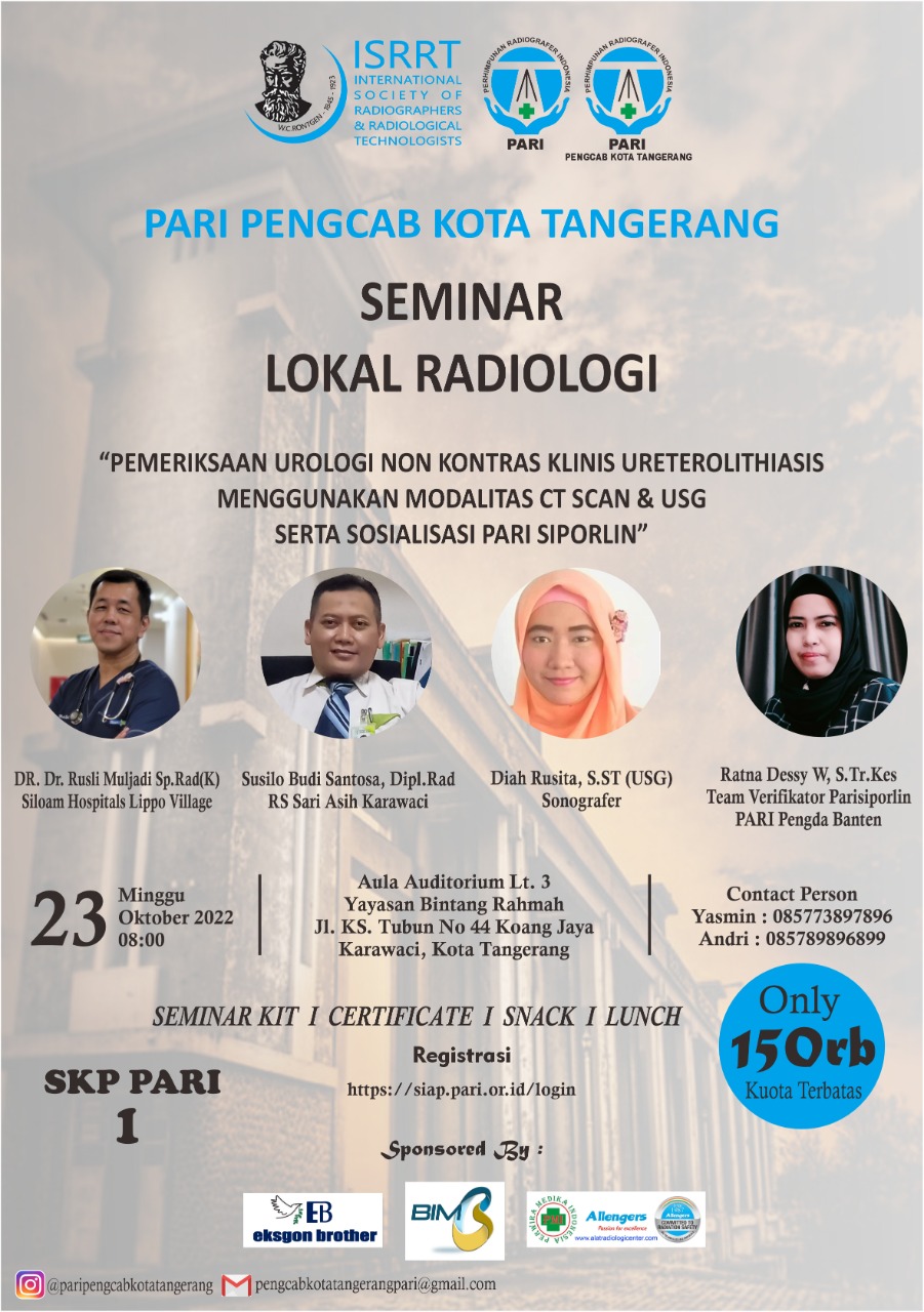 Seminar Lokal Pengcab PARI Kota Tangerang : Pemeriksaan Urologi Dengan Klinis Ureterolithiasis Dengan Modalitas CT Scan & USG Serta Sosialisasi PARI Siporlin